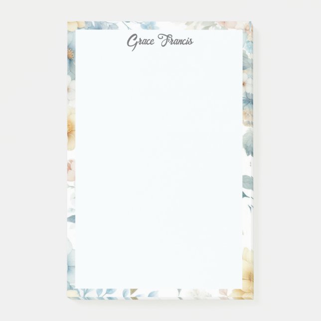 Simple Elegant Floral Personalised      Post-it Notes (Front)