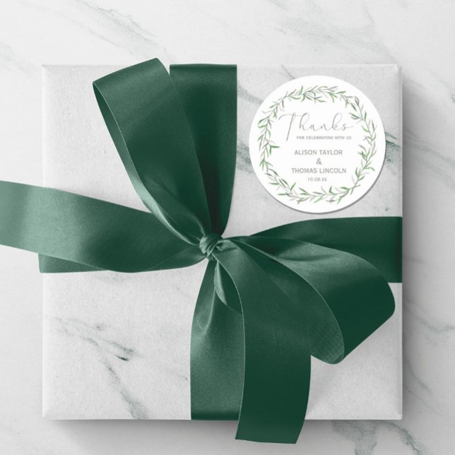 Simple Elegant Floral Sage Green Thank You Sticker (Simple Elegant Floral Sage Green Thank You Sticker  #thankyousticker #modern)