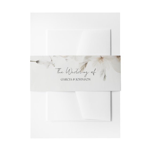 Simple Elegant Floral The Wedding Of Invitation Belly Band (Front Example)
