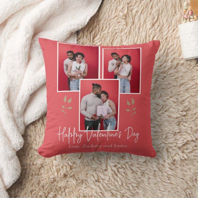 Simple Elegant Floral valentine's day couple photo Cushion (Blanket)