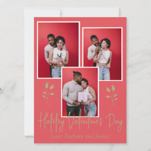 Simple Elegant Floral valentine's day couple photo Holiday Card