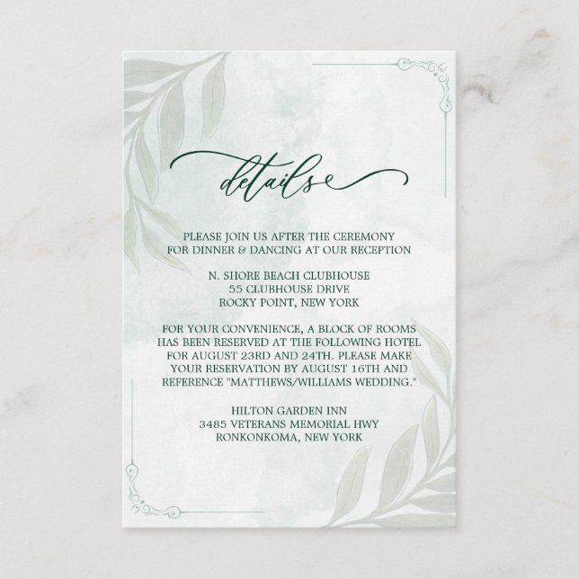 Simple Elegant Floral Wedding Enclosure Card (Front)