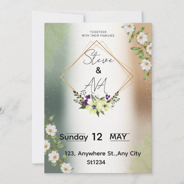 Simple Elegant Floral Wedding Invitation (Front)