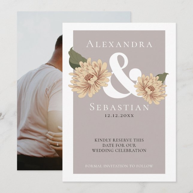 Simple Elegant Floral Wedding Save The Date (Front/Back)