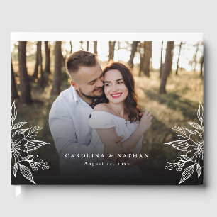 Simple Elegant Florals Photo Wedding Guest Book