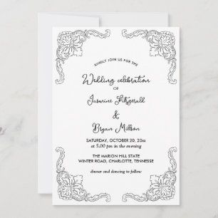 Simple Elegant Flourish Vintage   Wedding Invitation
