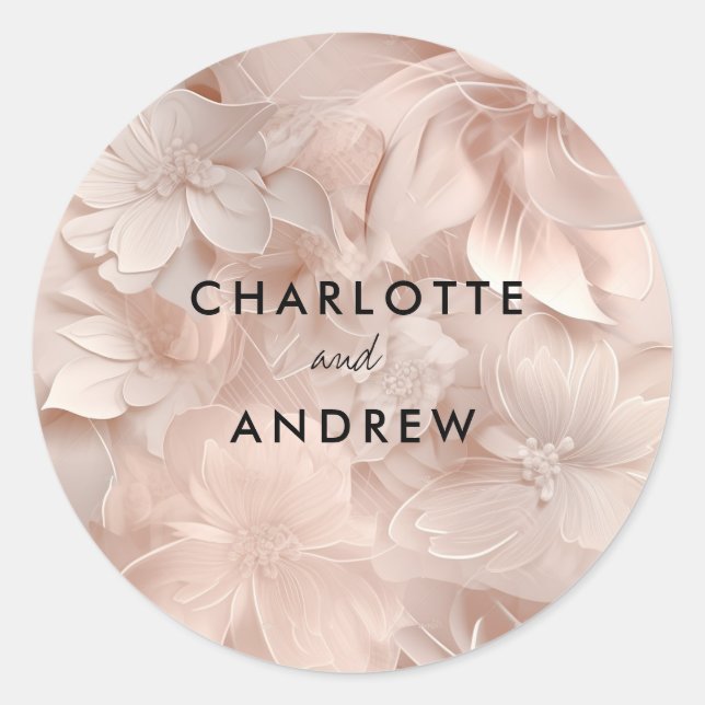Simple, elegant flower classic round sticker (Front)