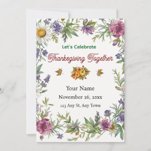 Simple Elegant Flower Framed Friendsgiving Invitation