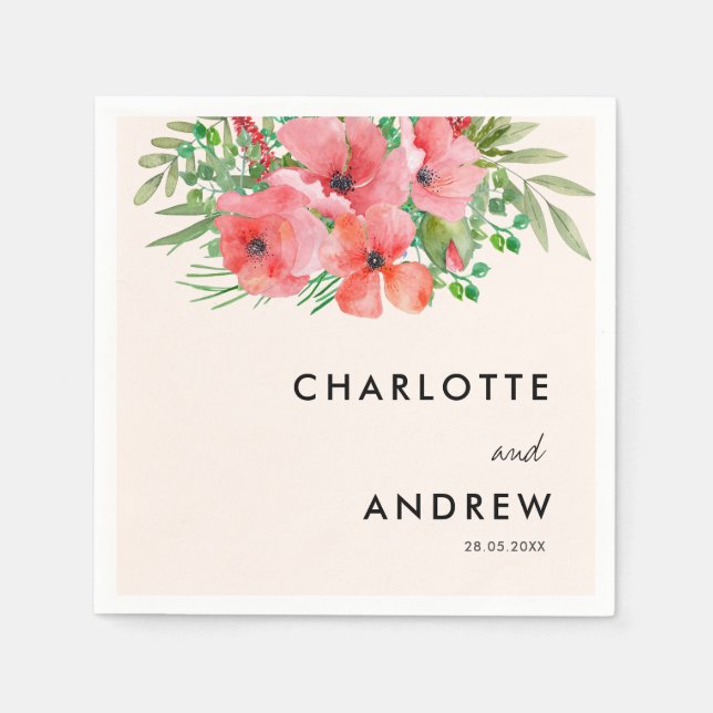 Simple, elegant, flowers  napkin (Front)