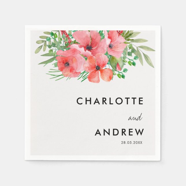 Simple, elegant, flowers  napkin (Front)