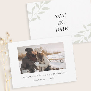 Simple Elegant Foliage Photo Save the Date