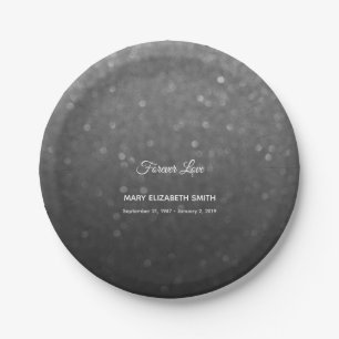 Simple Elegant Forever Love Ombre Glitter Funeral Paper Plate