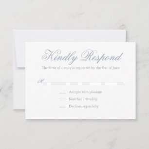 Simple Elegant Formal Dusty Blue Wedding RSVP Card