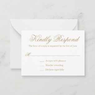 Simple Elegant Formal Gold Wedding Mini RSVP Card