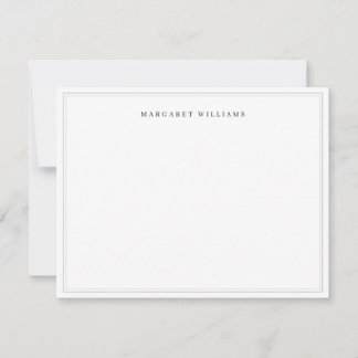 Simple Elegant Formal Grey Border Full Name  Card