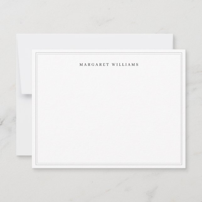 Simple Elegant Formal Grey Border Full Name  Card (Front)