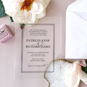 Simple Elegant Formal Wedding Acrylic Invitations