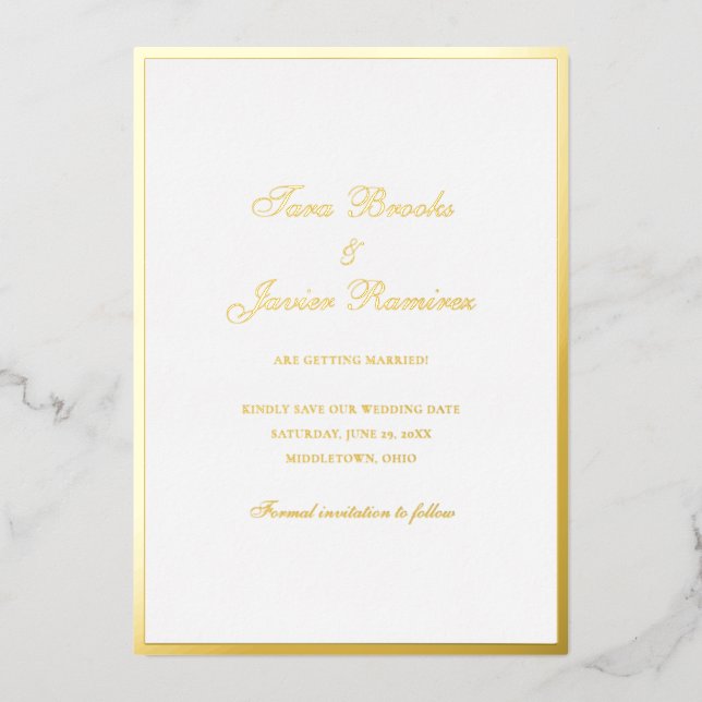 Simple Elegant Formal Wedding Save the Date (Front)