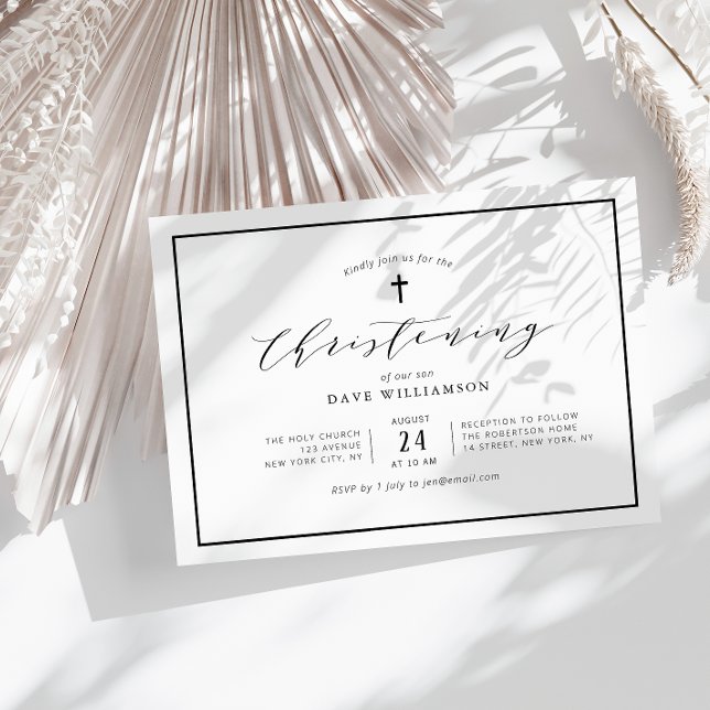 Simple elegant frame christening invitation (Creator Uploaded)