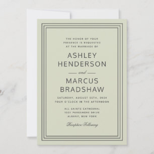 Simple Elegant Frame Modern Sage Wedding Invitation