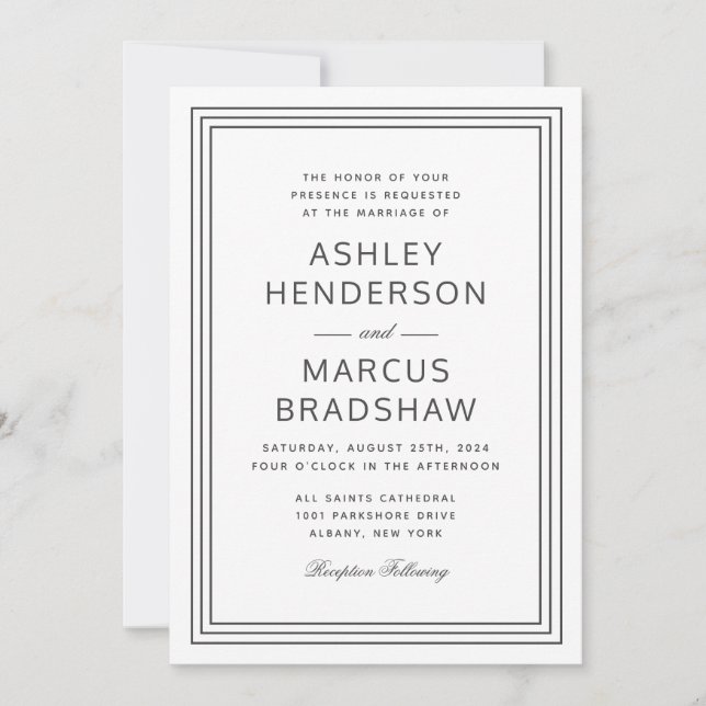 Simple Elegant Frame Modern Wedding Invitation (Front)