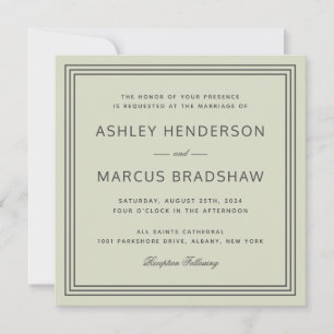 Simple Elegant Frame Sage Green Wedding Invitation