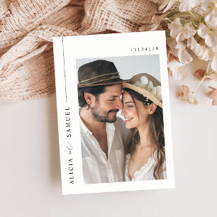 Simple Elegant Front & Back Photo Wedding Invitation