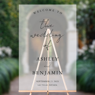 Simple Elegant Frosted Wedding Welcome Acrylic Sign