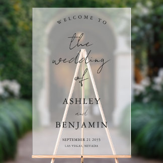 Simple Elegant Frosted Wedding Welcome Acrylic Sign