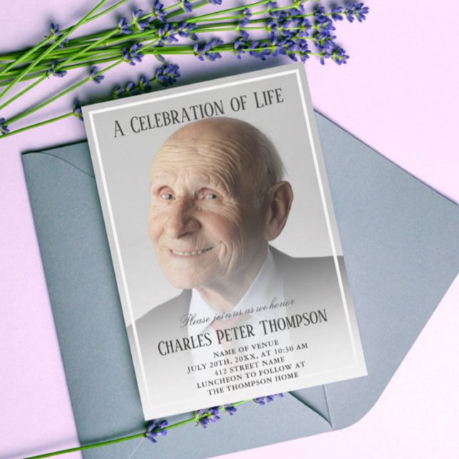 Simple Elegant Full Photo Celebration of Life Invitation (Creator Uploaded)
