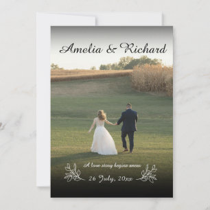 Simple Elegant Full Photo Minimalist Wedding  Invitation