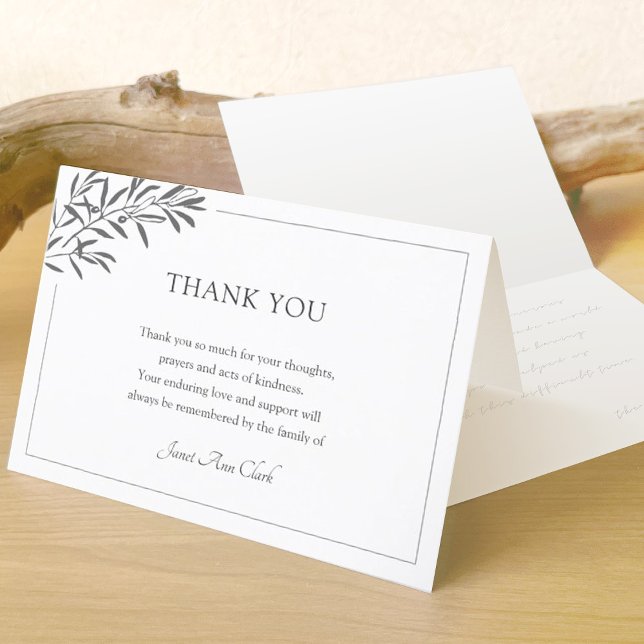 Simple Elegant Funeral and Sympathy  Thank You Card (Creator Uploaded)