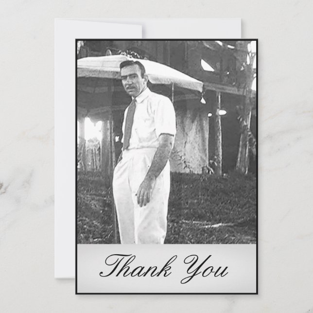 Simple Elegant Funeral Black and White Thank You Card (Front)
