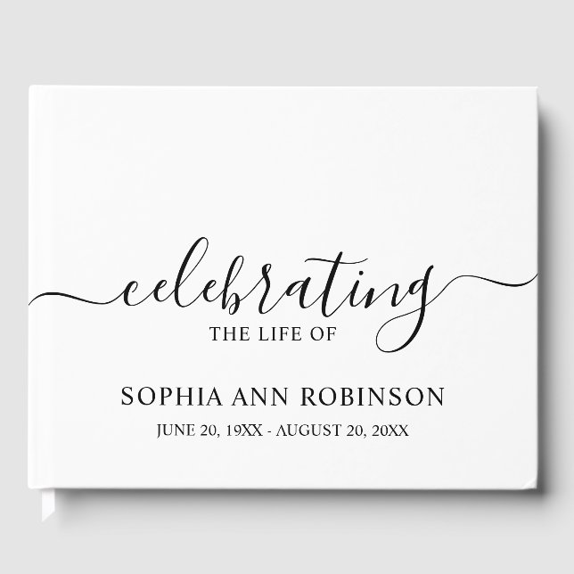 Simple Elegant Funeral Memorial  Guest Book (Front)