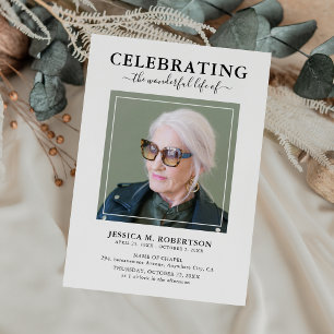 Simple Elegant Funeral Memorial Program Tri-Fold Invitation