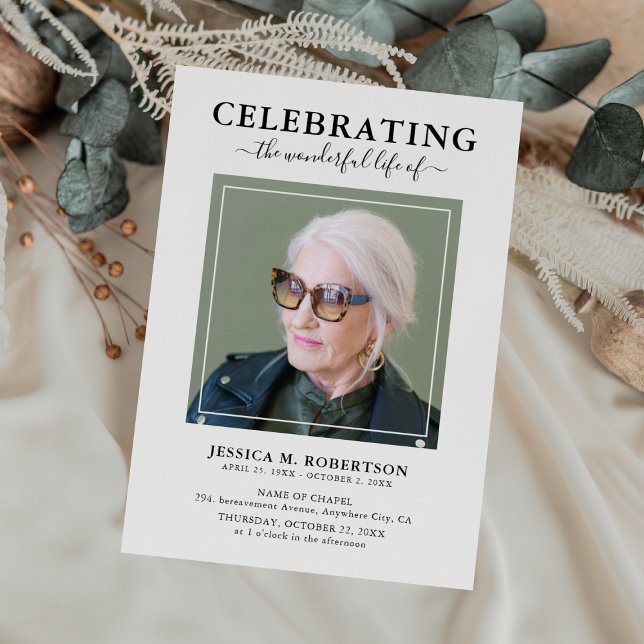 Simple Elegant Funeral Memorial Program Tri-Fold Invitation (Creator Uploaded)