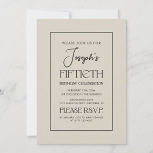 Simple Elegant Gentlemen's 50th Birthday Party Invitation