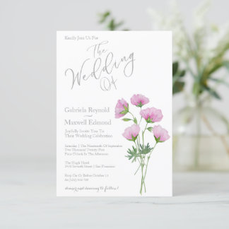 Simple Elegant Geranium Floral Wedding Invitation