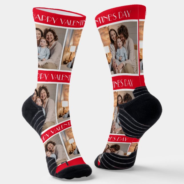 Simple Elegant Gift Valentines day Family Photo Socks (Angled)