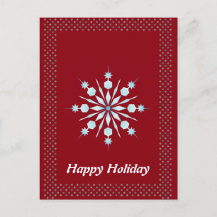 Simple Elegant Glitter Border Snowflake Christmas Holiday Postcard