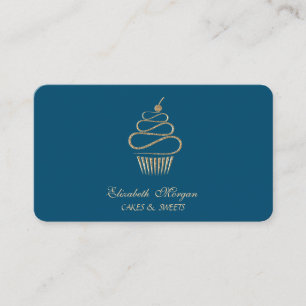 Simple Elegant Glitter Cupcake,Sweets Blue Business Card