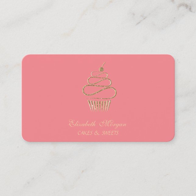 Simple Elegant Glitter Cupcake,Sweets  Business Card (Front)