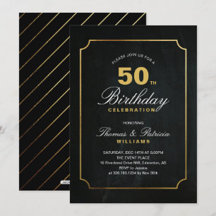 Simple Elegant Gold 50th Birthday Invitation