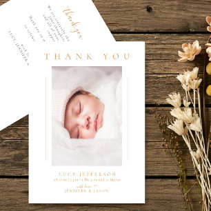 Simple Elegant Gold Baby Shower Photo Thank You Card