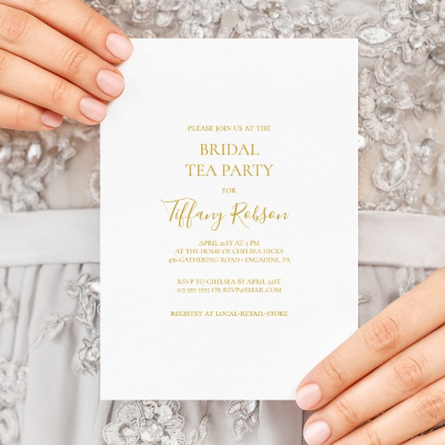 Simple Elegant Gold Bridal Tea Party Invitation (Creator Uploaded)