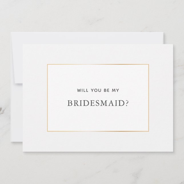 Simple Elegant Gold Bridesmaid Proposal Card (Back)