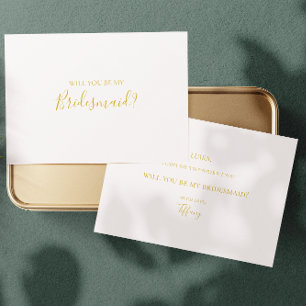 Simple Elegant Gold Bridesmaid Proposal Card