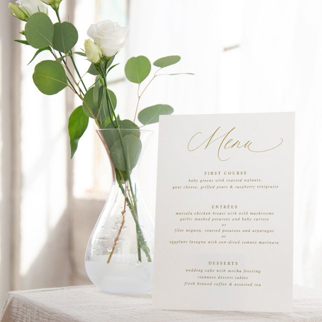 Simple Elegant Gold Calligraphy Wedding Menu (Creator Uploaded)