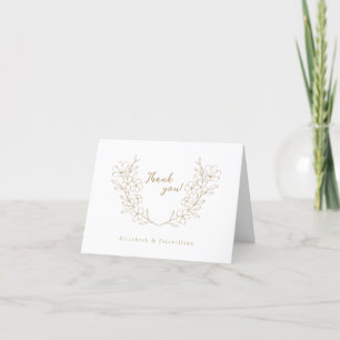 Simple Elegant Gold Cherry Blossom Wreath Thank You Card