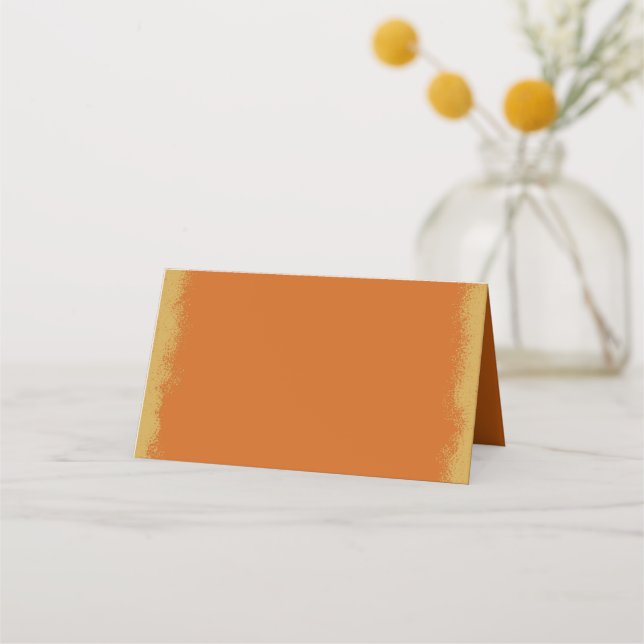 Simple Elegant Gold Coloured Edge Orange Place Car Place Card (Front)